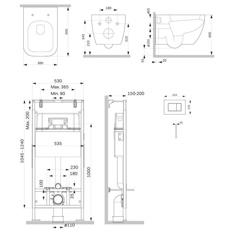 Унитаз с инсталляцией Am.Pm Gem IS100201.901701