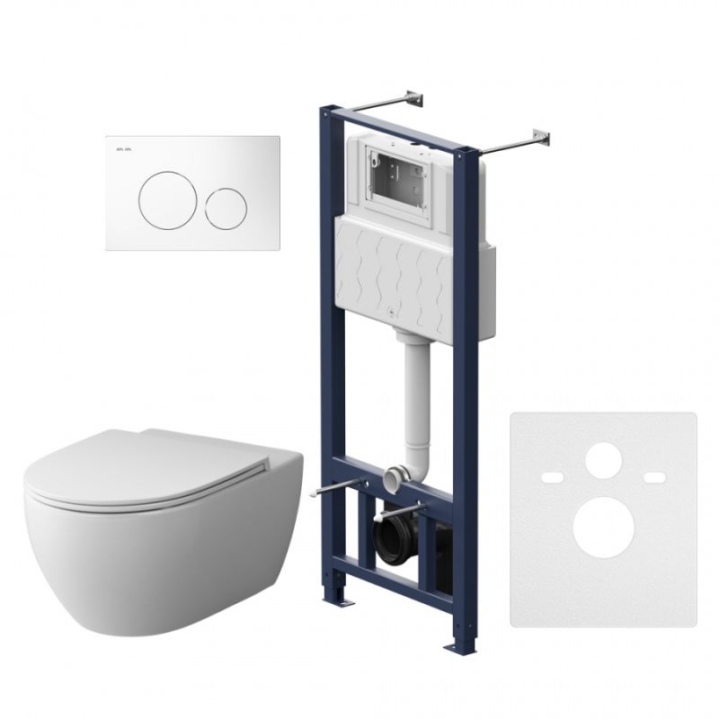 Комплект унитаза с инсталляцией AM.PM Awe FlashClean IS49001.111700 с сиденьем Микролифт и Белой клавишей смыва