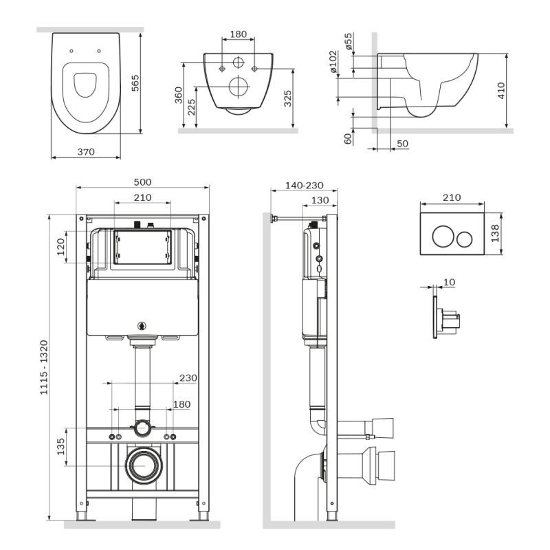 Комплект унитаза с инсталляцией AM.PM Awe FlashClean IS49001.111700 с сиденьем Микролифт и Белой клавишей смыва
