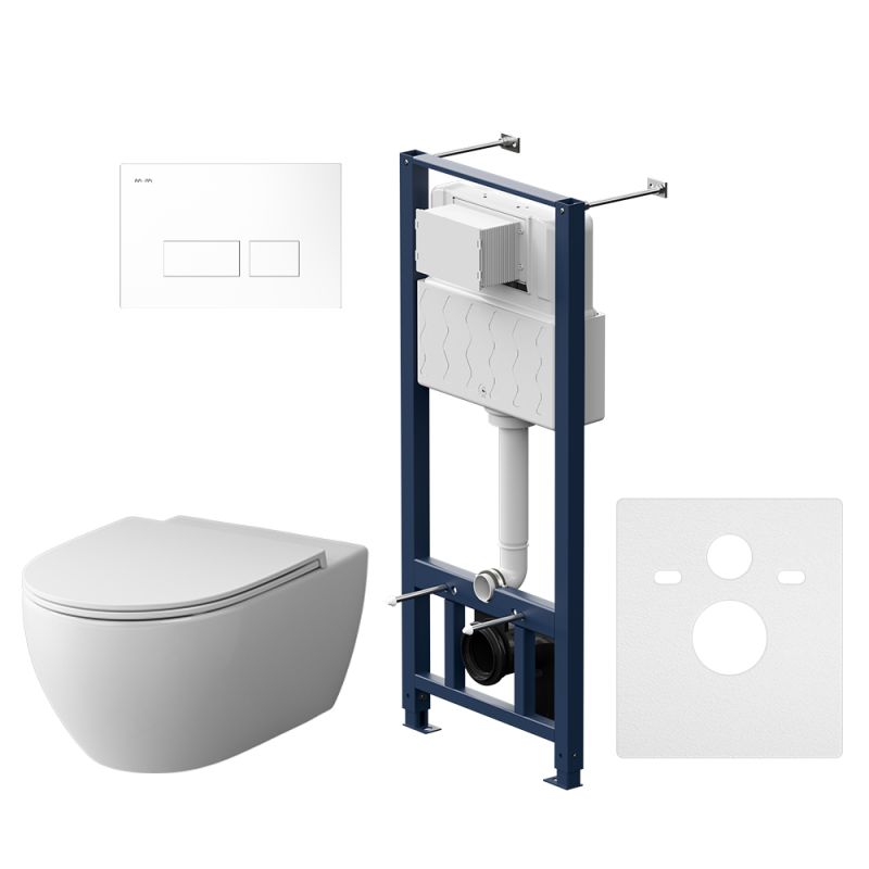 Комплект унитаза с инсталляцией AM.PM Awe FlashClean IS47001.111700 с сиденьем Микролифт и Белой клавишей смыва