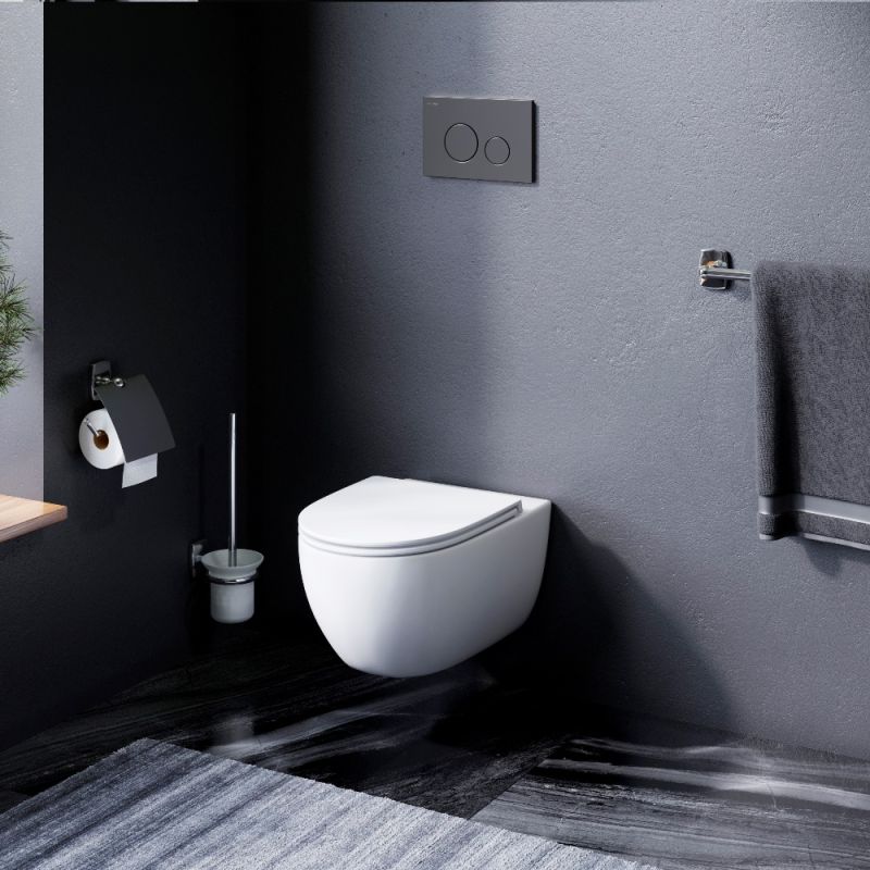 Комплект унитаза с инсталляцией AM.PM Awe FlashClean IS49038.111700 с сиденьем Микролифт и Черной матовой клавишей смыва