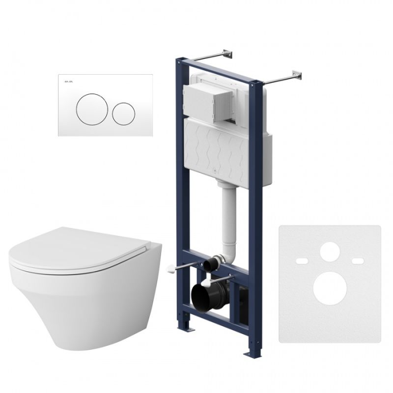 Комплект унитаза с инсталляцией AM.PM Inspire FlashClean IS49001.501700 с сиденьем Микролифт и Белой клавишей смыва