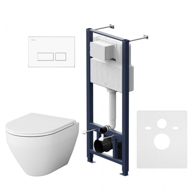Комплект унитаза с инсталляцией AM.PM Spirit V2.0 FlashClean IS47001.701700 с сиденьем Микролифт и Белой клавишей смыва