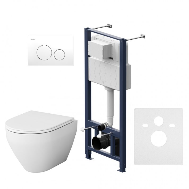 Комплект унитаза с инсталляцией AM.PM Spirit V2.0 FlashClean IS49001.701700 с сиденьем Микролифт и Белой клавишей смыва