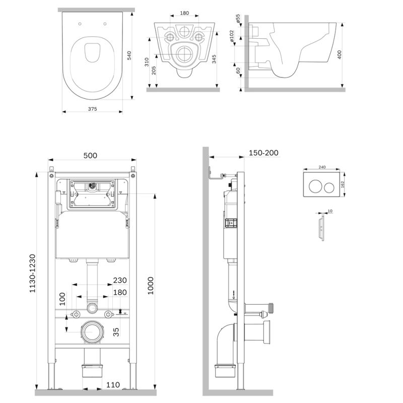 Унитаз с инсталляцией Am.Pm Func IS90138.8F1701