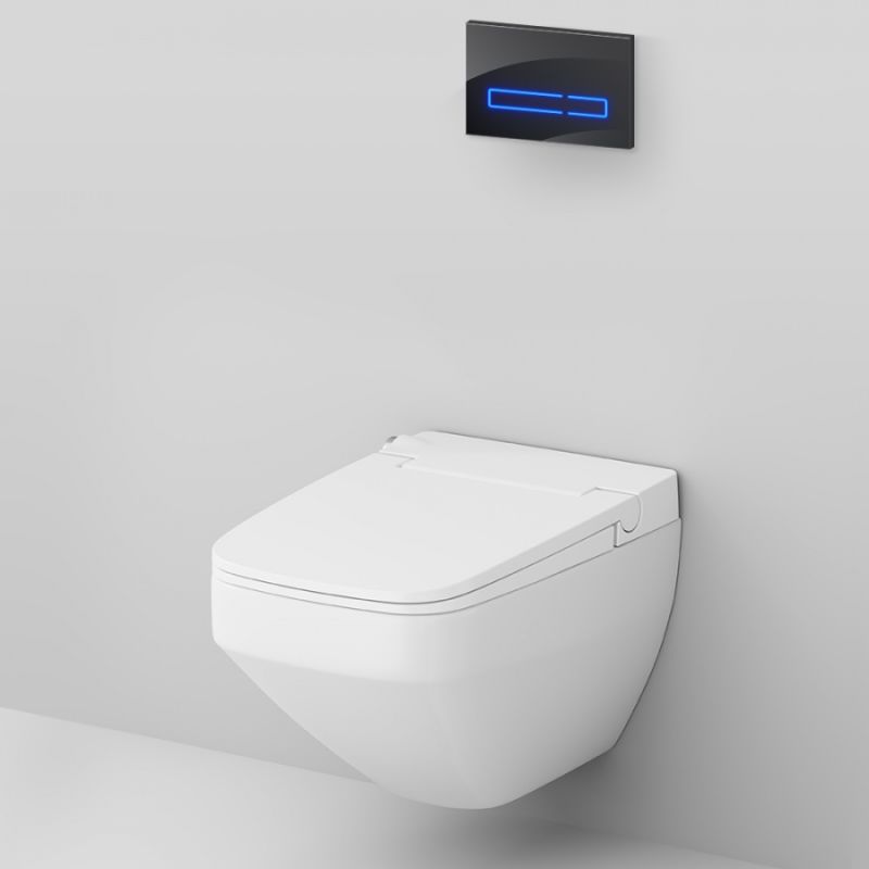 Комплект унитаза биде с инсталляцией AM.PM Inspire V2.0 FlashClean IS450A38.CCC50A с электронным сиденьем Микролифт с функцией биде и Черной клавишей смыва