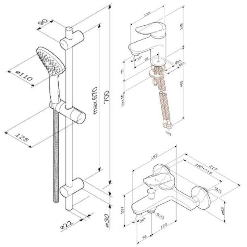 Комплект смесителей AM.PM Sunny F40985C00 Хром