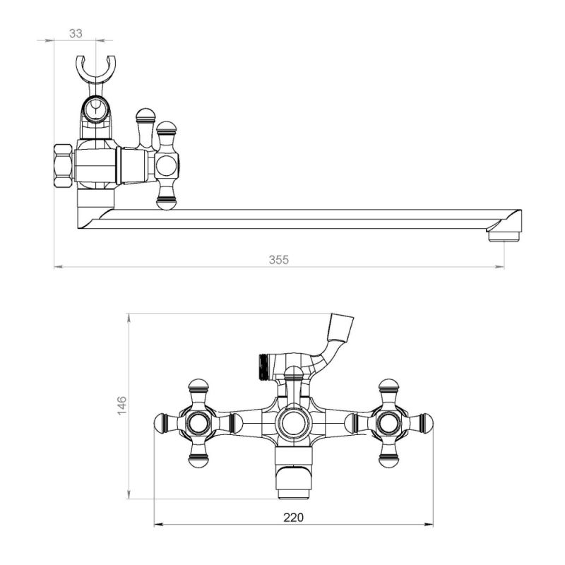 Смеситель для ванны и душа RedBlu by Damixa Retro 239500000 универсальный Хром