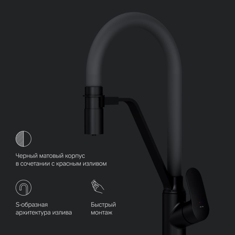 Смеситель для кухни AM.PM Like F8007825 Черный матовый Серый