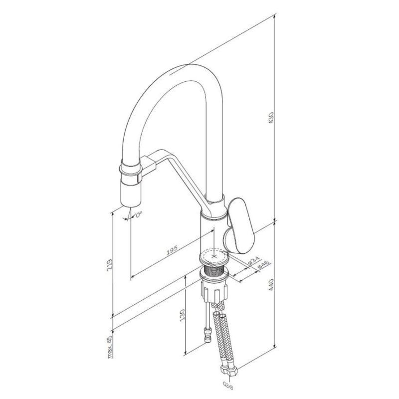 Смеситель для кухни AM.PM Like F8007825 Черный матовый Серый