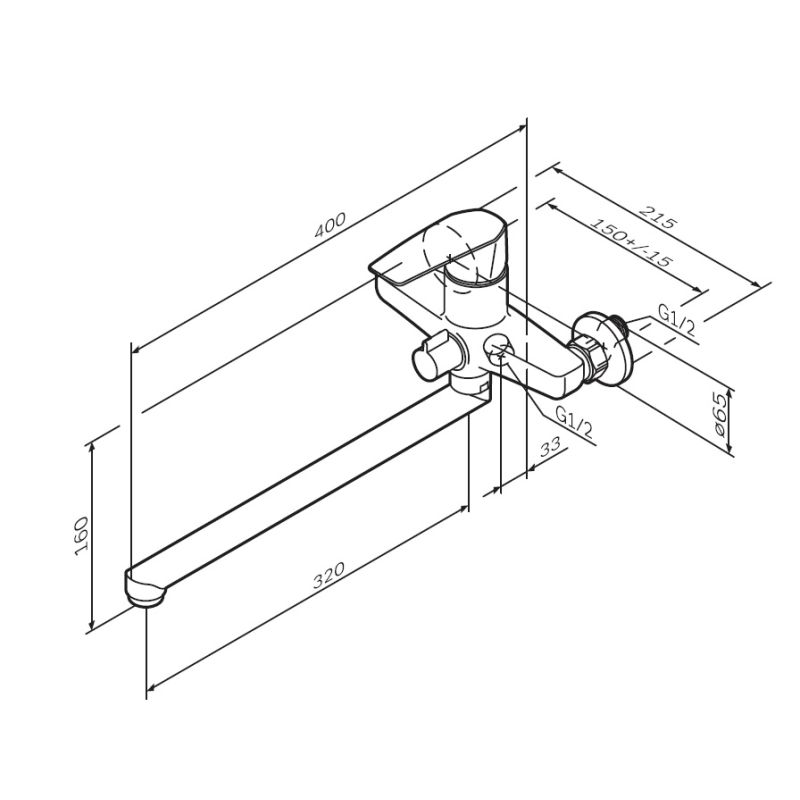 Смеситель для ванны и душа AM.PM Gem F90A90000 универсальный Хром