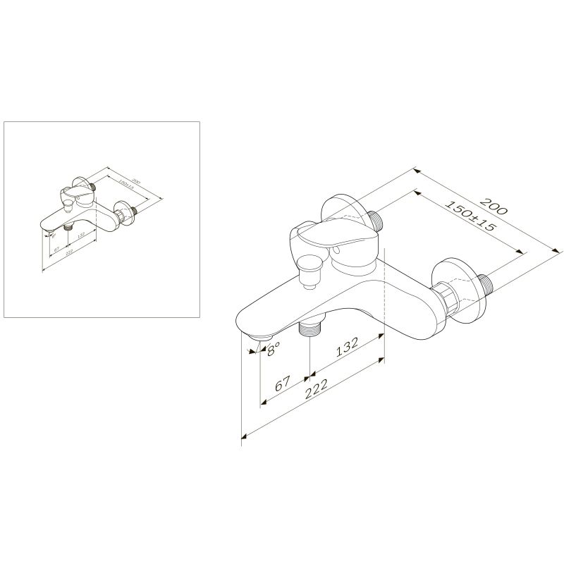 Смеситель для ванны и душа AM.PM Like F8010016 Хром