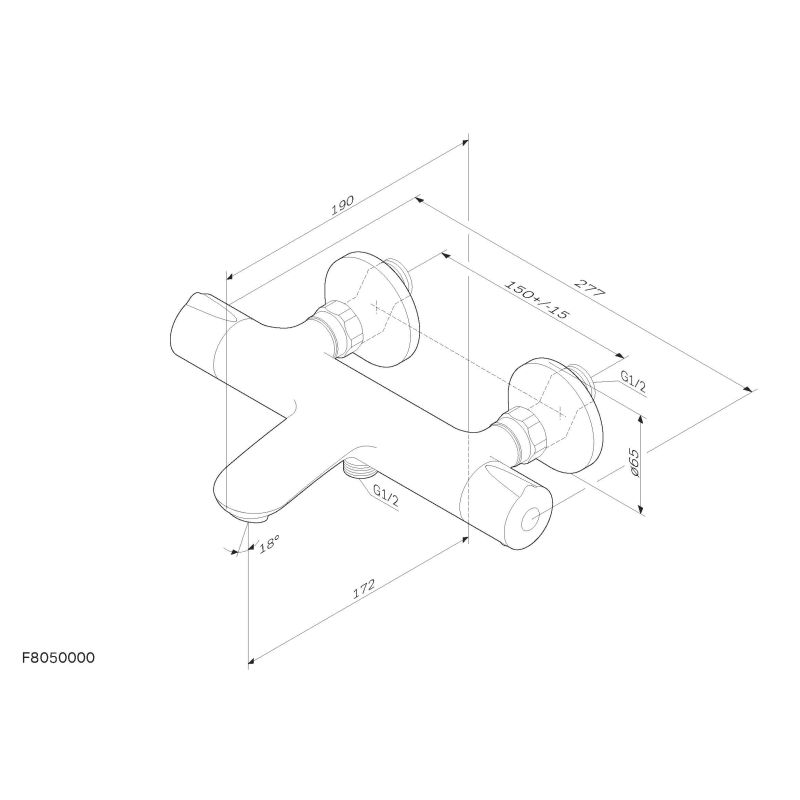 Смеситель для ванны и душа AM.PM Like F8050000 с термостатом Хром
