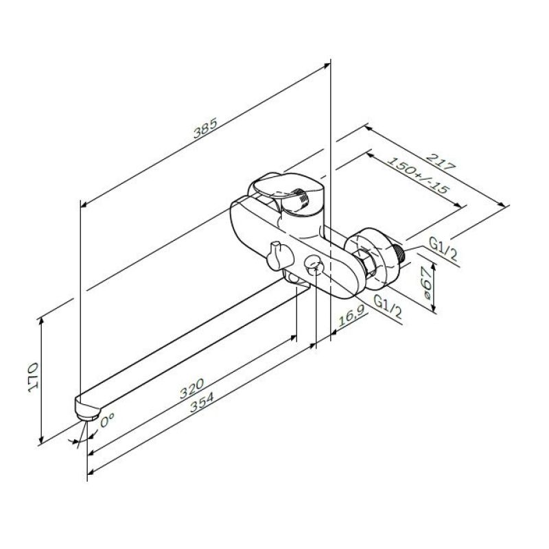 Смеситель для ванны и душа AM.PM Like F8090016 универсальный Хром