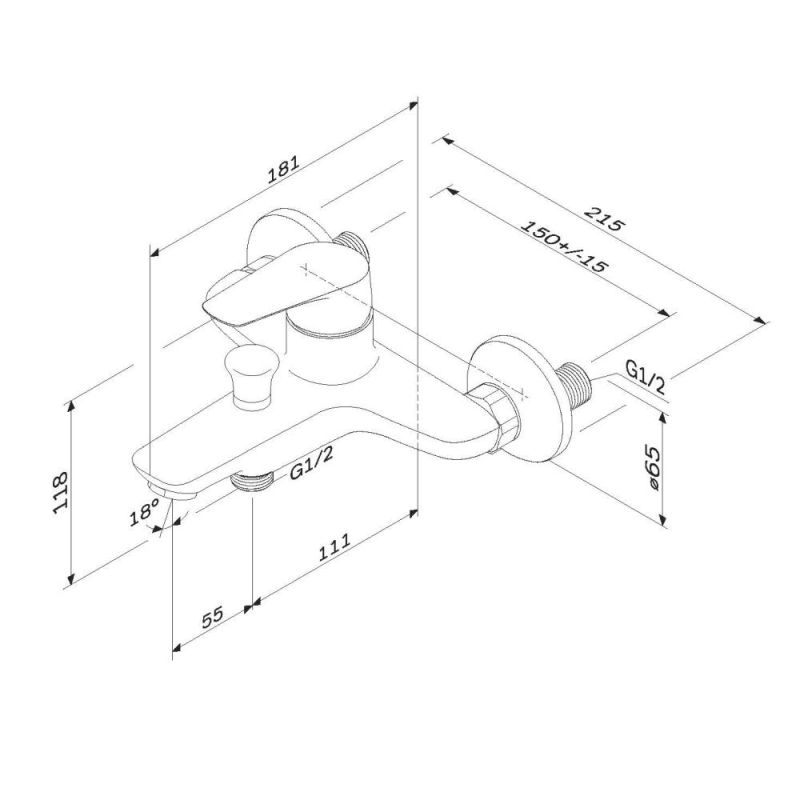 Смеситель для ванны и душа AM.PM Joy F85E10000 Хром