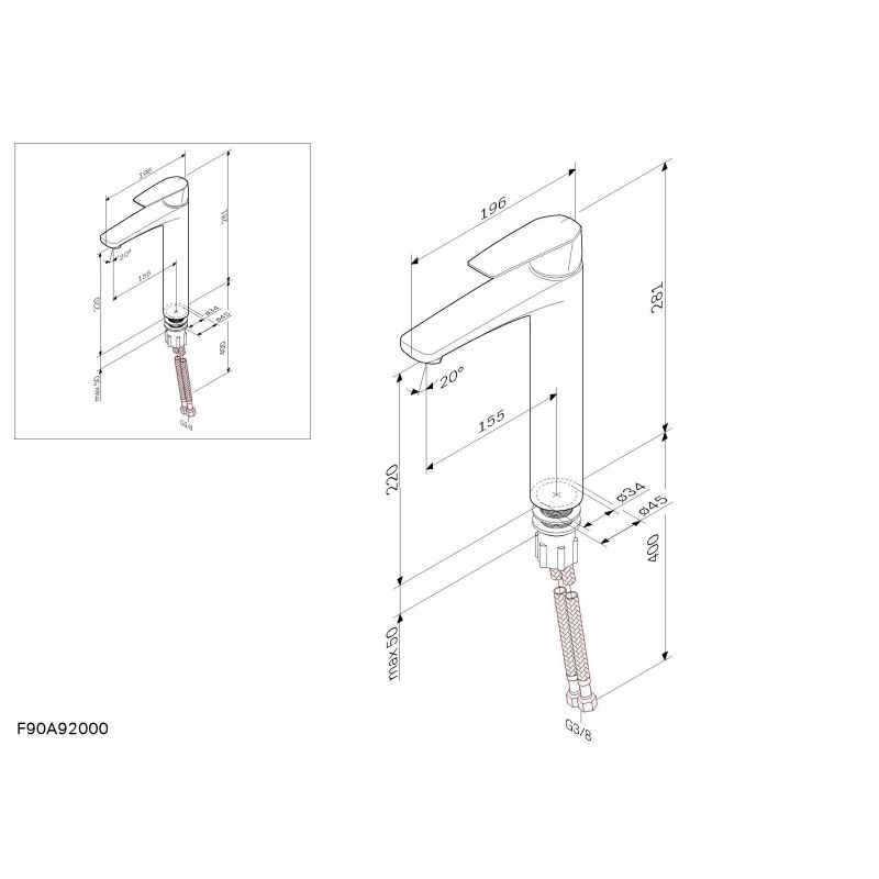 Смеситель для раковины AM.PM Gem F90A92000 Хром