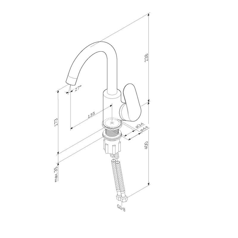 Смеситель для раковины AM.PM Like F8002700 Хром