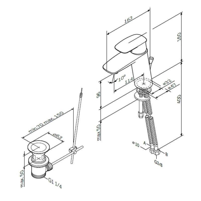 Смеситель для раковины AM.PM Spirit V2.1 F71A82100 с донным клапаном Хром