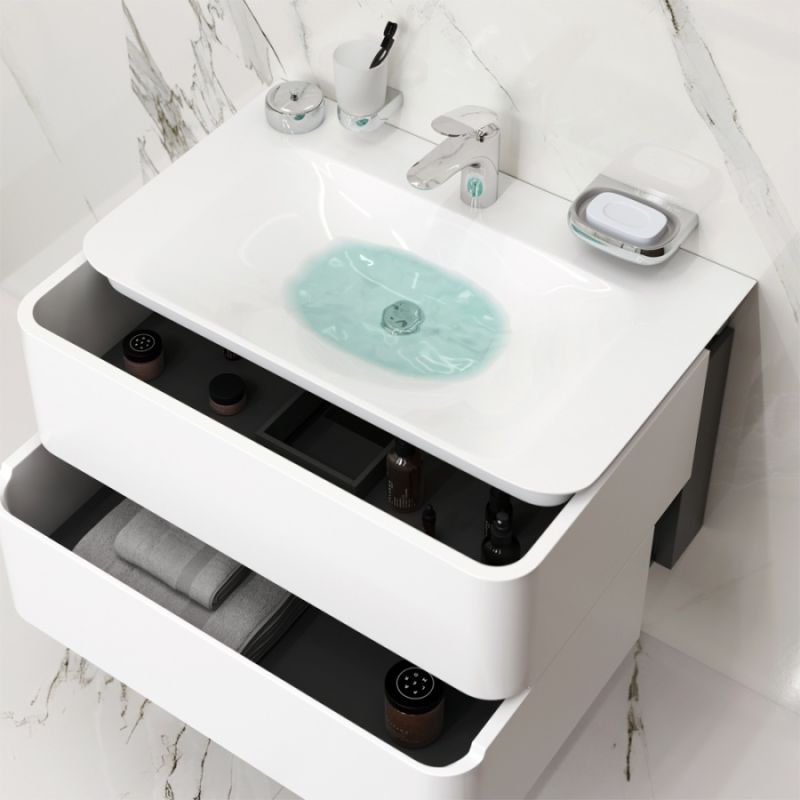 Тумба под раковину Am.Pm Sensation 80 см, подвесная, цвет белый глянец, M30FHX0802WG