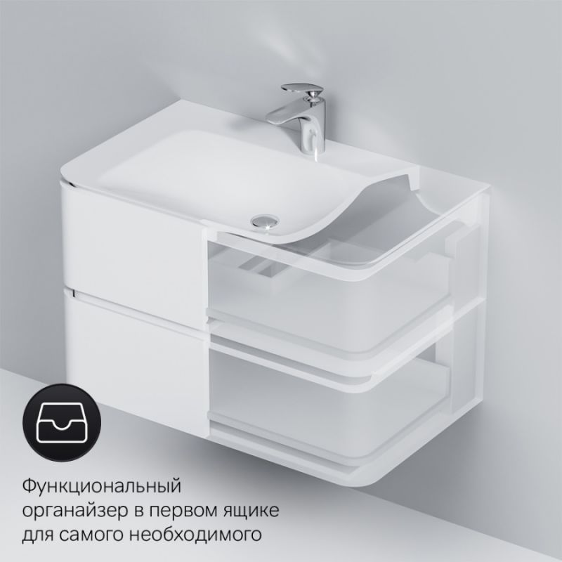 Тумба под раковину Am.Pm Sensation 80 см, подвесная, цвет белый глянец, M30FHX0802WG