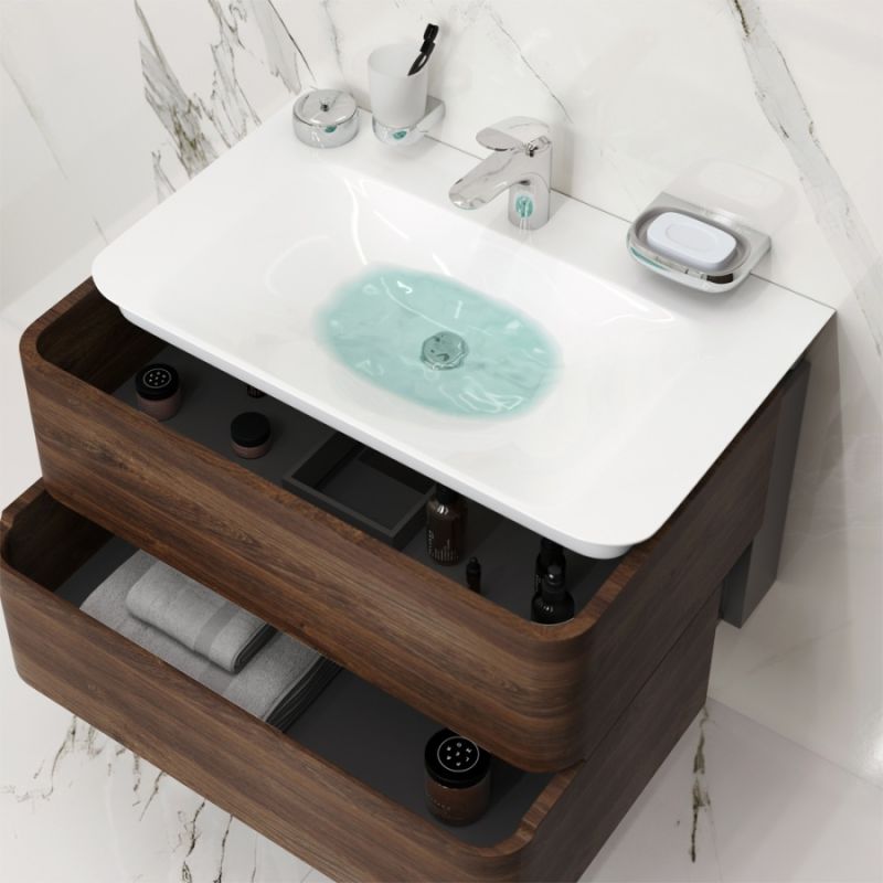 Тумба под раковину Am.Pm Sensation 80 см, подвесная, цвет орех, M30FHX0802NF