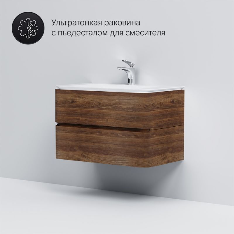 Тумба под раковину Am.Pm Sensation 80 см, подвесная, цвет орех, M30FHX0802NF