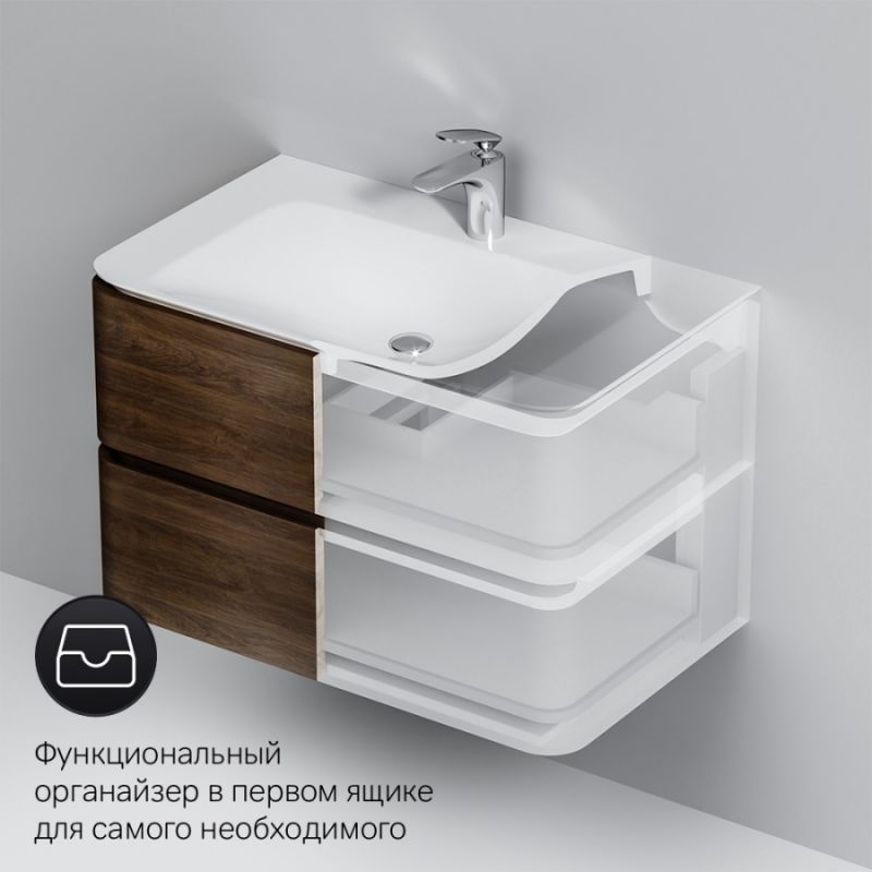 Тумба под раковину Am.Pm Sensation 80 см, подвесная, цвет орех, M30FHX0802NF