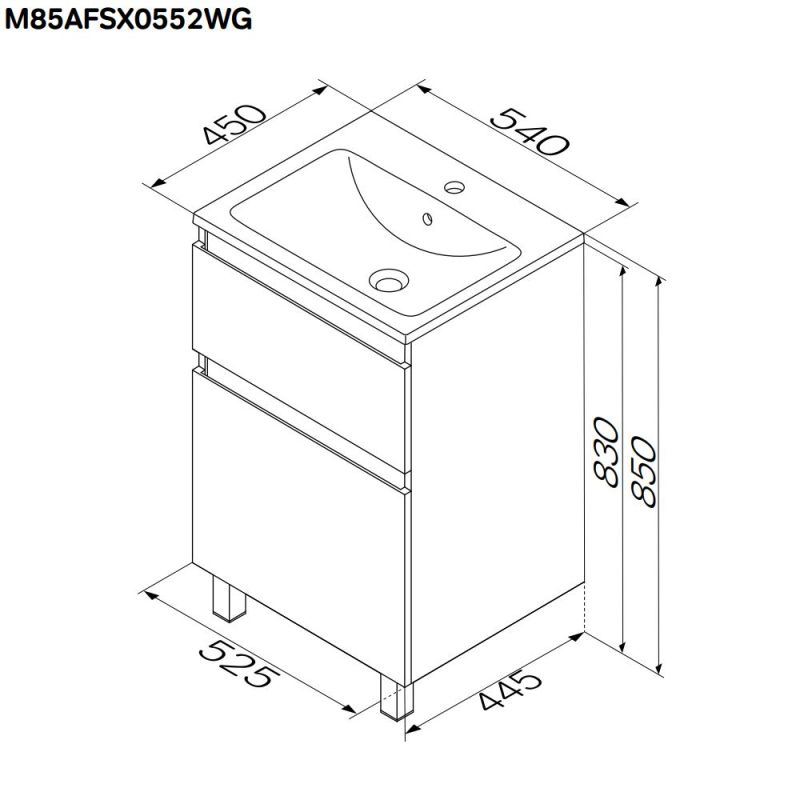 Тумба под раковину AM.PM X-Joy 55 M85AFSX0552WG Белый глянец