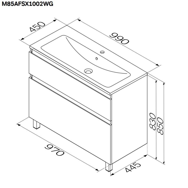 Тумба под раковину AM.PM X-Joy 100 M85AFSX1002WG Белый глянец