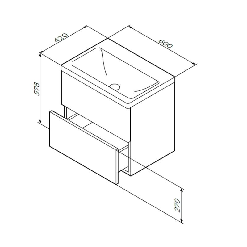 Тумба под раковину AM.PM Gem 60 2 M90FHX06022WG подвесная Белая