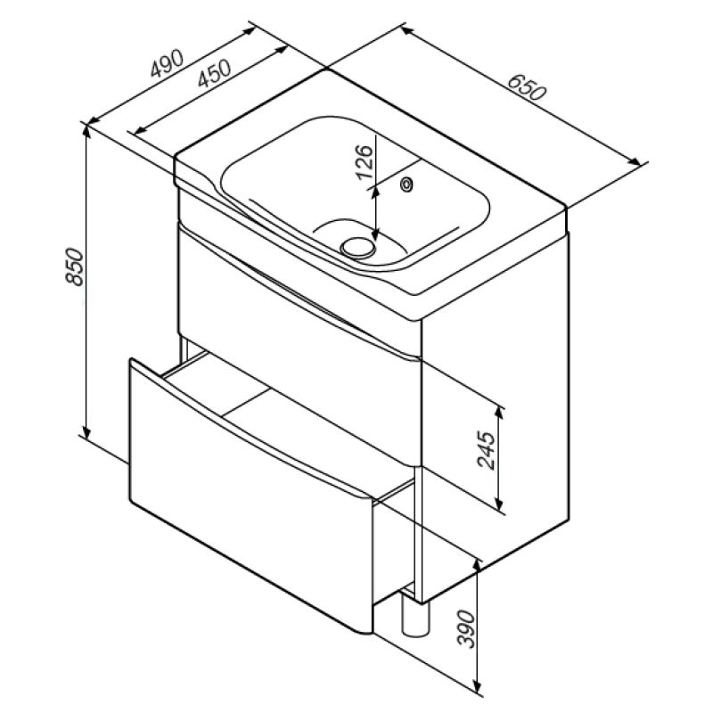 Тумба под раковину AM.PM Like 65 M80FSX0652WG Белая