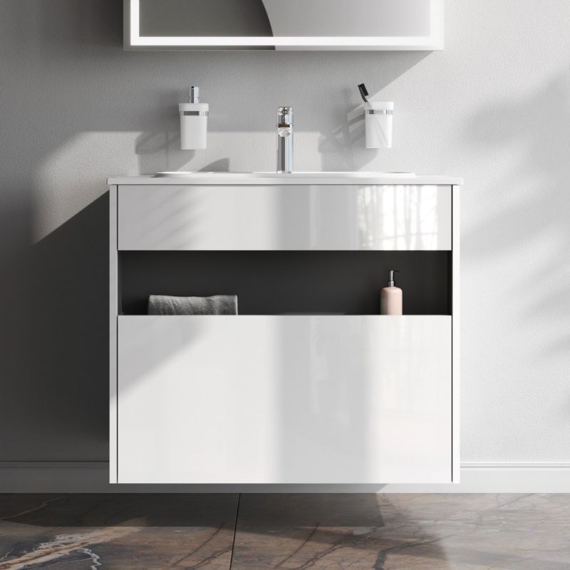 Тумба под раковину AM.PM Func 80 M8FFUX0801WG подвесная Белая глянцевая