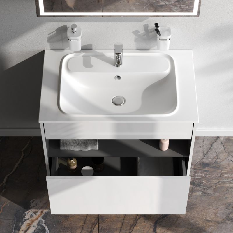 Тумба под раковину AM.PM Func 80 M8FFUX0801WG подвесная Белая глянцевая