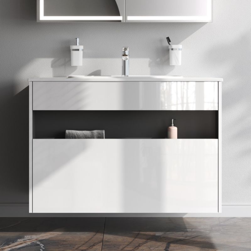 Тумба под раковину AM.PM Func 100 M8FFUX1001WG подвесная Белая глянцевая