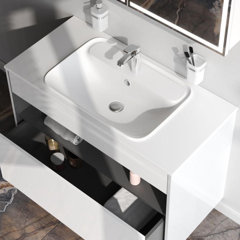 Тумба под раковину AM.PM Func 100 M8FFUX1001WG подвесная Белая глянцевая