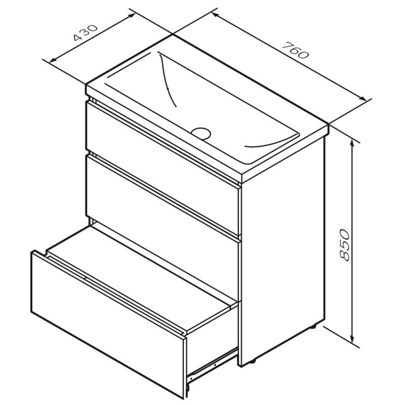 Тумба под раковину AM.PM Gem S 75 M91FSX0752GM Графит матовый