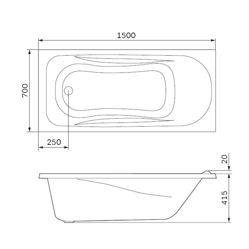 Акриловая ванна AM.PM Sense 150х70 W76A-150-070W-A без гидромассажа