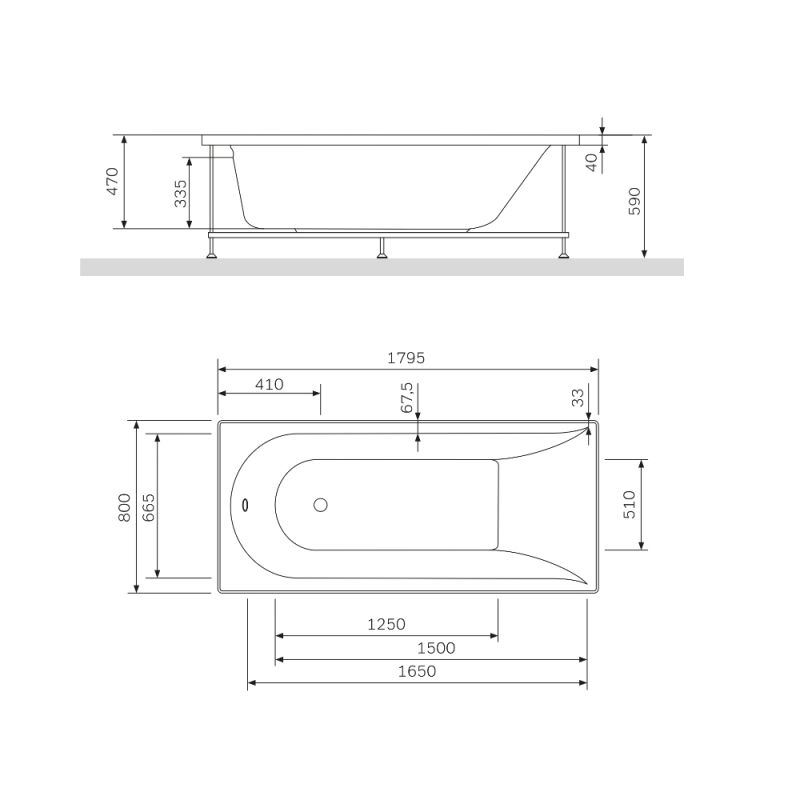 Акриловая ванна AM.PM Spirit 180х80 W72A-180-080W-A2 без гидромассажа