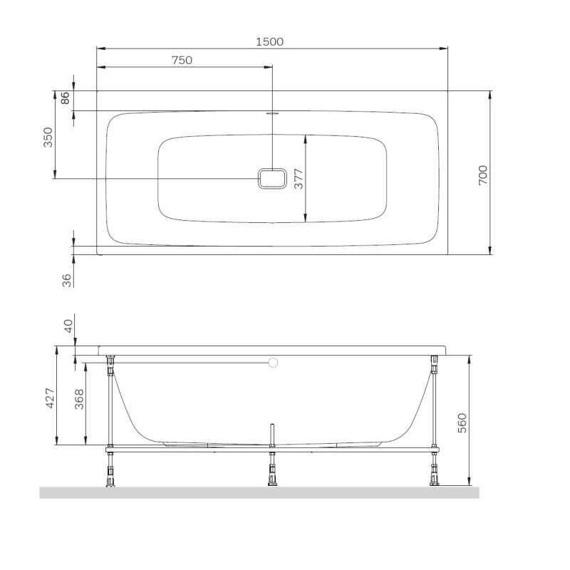 Акриловая ванна AM.PM Func 150х70 W84A-150-070W-A без гидромассажа
