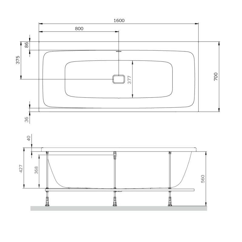Акриловая ванна AM.PM Func 160х70 W84A-160-070W-A без гидромассажа