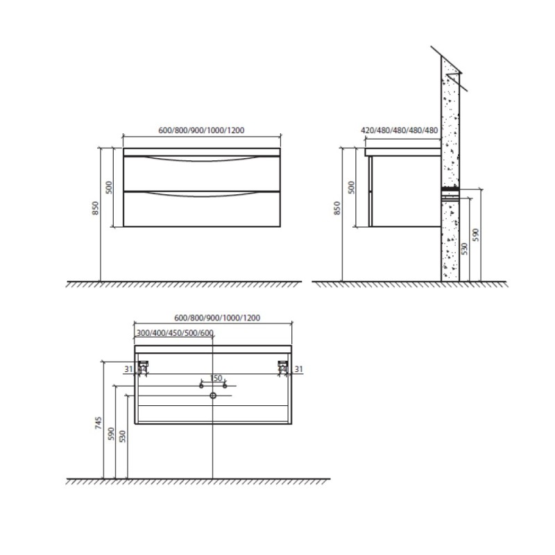 Тумба под раковину BelBagno ANCONA-N-1000-2C-SO-BL, цвет Bianco Lucido