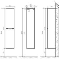 Пенал BelBagno Ancona-N-1700-2A-SC-WO-R, 35 см, подвесной, rovere bianco, правосторонний