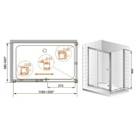 Душевой уголок Cezares ANIMA-W-AH-1-120/90-C-Cr, 120 х 90 см, стекло прозрачное, профиль хром