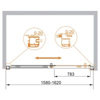 Душевая дверь Cezares Anima 160 см, стекло прозрачное, профиль хром, ANIMA-W-BF-1-160-C-Cr