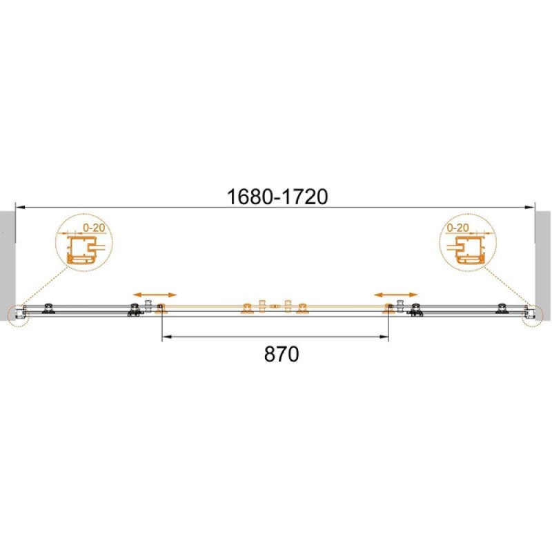 Душевая дверь Cezares Anima 170 см, стекло прозрачное, профиль хром, ANIMA-W-BF-2-170-C-Cr