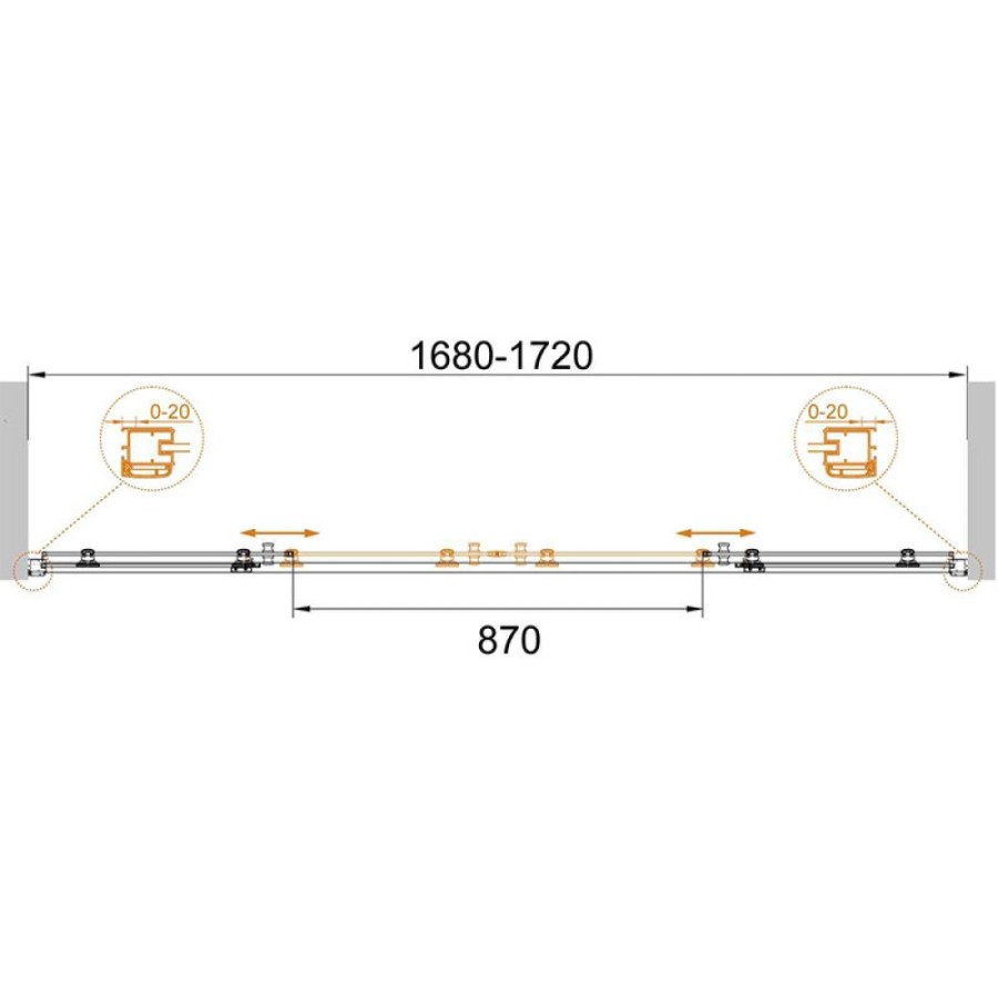 Душевая дверь Cezares Anima 170 см, стекло прозрачное, профиль хром, ANIMA-W-BF-2-170-C-Cr