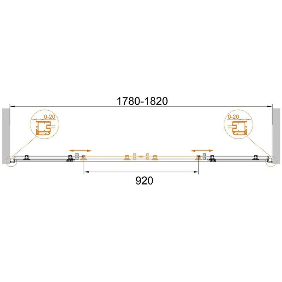 Душевая дверь Cezares 180 см, стекло прозрачное, профиль хром, ANIMA-W-BF-2-180-C-Cr
