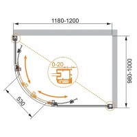 Душевой уголок Cezares Anima-W-RH-2-120/100-C-Cr-R, 120 x 100 см, стекло прозрачное, профиль хром
