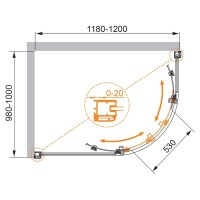 Душевой уголок Cezares ANIMA-W-RH-2-120/100-P-Cr-L, 120 х 100 см, стекло рифленое, профиль хром