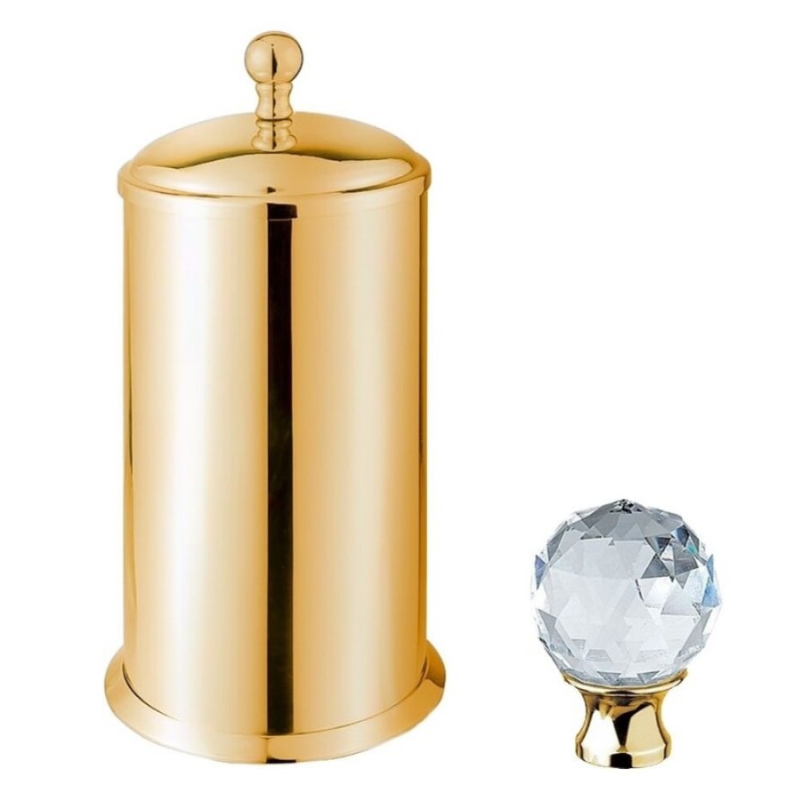 Контейнер для ватных дисков Cezares Aphrodite-PC-03/24-Sw, золото 24 карат, Swarovski